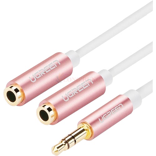 Cáp chuyển AV 3.5mm sang 2 đầu tai nghe Ugreen Audio Cable 25cm AV134 - Hàng chính hãng - Hoàn thiện bằng chất liệu PVC