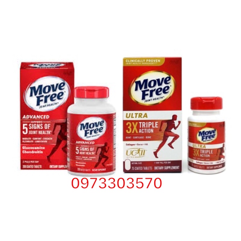 [HÀNG MỸ]date10/2025 Viên Uống Schiff Move Free Ultra 3x Triple Action Hộp 75 Viên ( Hộp đỏ 200viên)