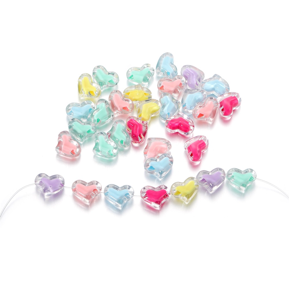 Bộ 20 Hạt Xâu Chuỗi Hình Trái Tim 15mm