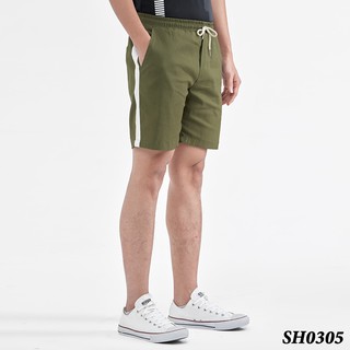 Quần Short Nam Kaki ROUGH Phối Sọc Trắng Phong Cách Hàn Quốc