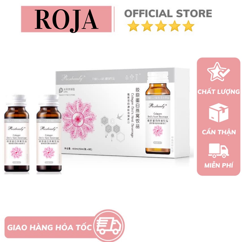 Nước Uống Collagen Yến Trắng Da Rose Beauty - Colagen Yến Tươi Nest Beverage 1 Hộp 8 Chai ( BÁN LẺ 1 CHAI )-RoJaOffi