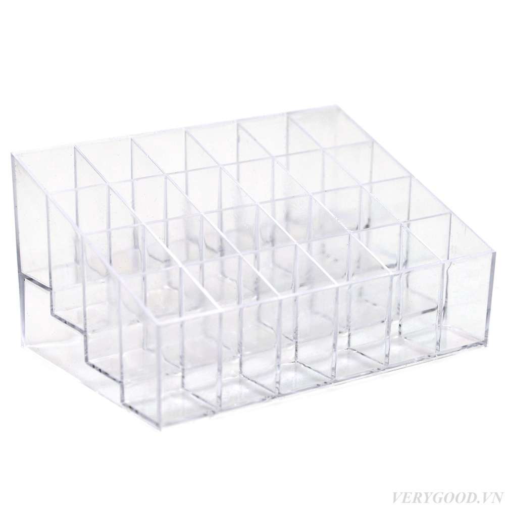 Khay nhựa trong đựng son 24 ô/Khay nhựa đựng son, mỹ phẩm, cọ trang điểm nhỏ gọn tiện dụng.