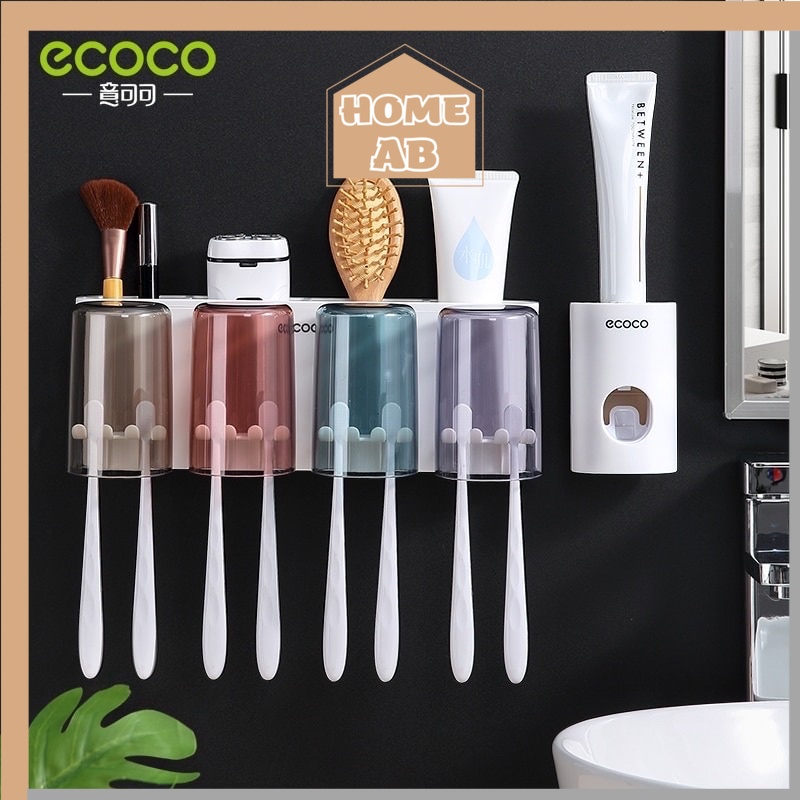 Kệ Để Đồ Nhà Tắm Ecoco, Kệ Cắm Bàn Chải Kèm Cốc Tiện Lợi Sang Trọng
