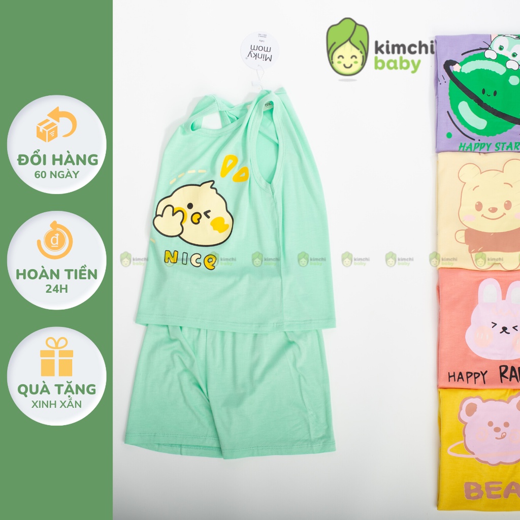 [SIZE ĐẠI] Bộ Ba Lỗ Bé Trai Minky Mom Vải Thun Lạnh Thỏ Hồng Gấu Bear, Áo 3 Lỗ Cho Bé Mặc Hè Thoáng Mát MKM3LO2116