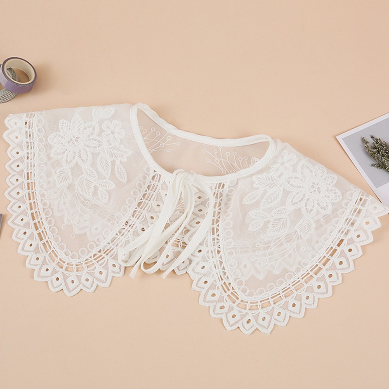 Yoioi Vòng Cổ Giả Khăn Choàng Cổ Thêu Hoa Lá Kiểu Công Chúa Lừa Cài Áo Khoét Rỗng Cho Nữ