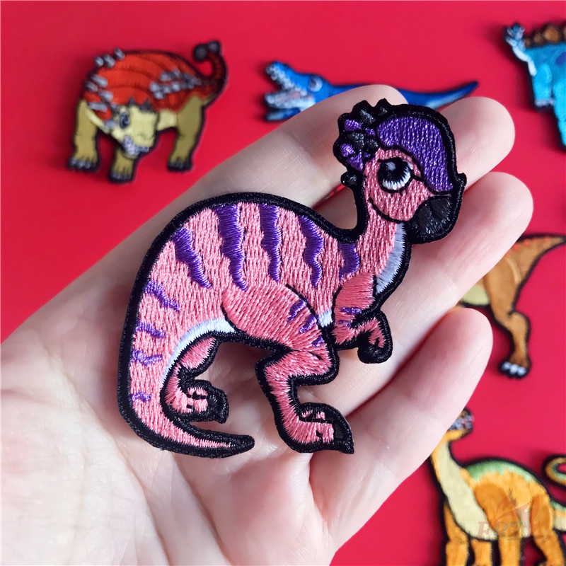 ☸ Sticker Ủi Thêu Hình Khủng Long Hoạt Hình Series 03 ☸ 1 Huy Hiệu Cài Áo Hình Động Vật Dễ Thương
