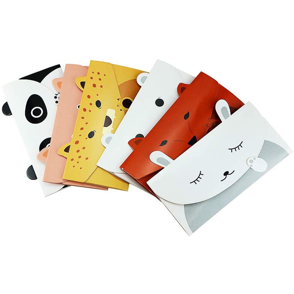 MXMIO Birthday Card Cartoon Animal Envelope Stationery Writing Paper Cartoon Paper Envelopes School Supplies Bear Message Card Lovely Thank You Card for Kids Greeting Card