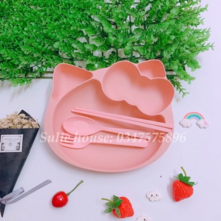 Khay lúa mạch kitty kèm thìa dĩa đũa