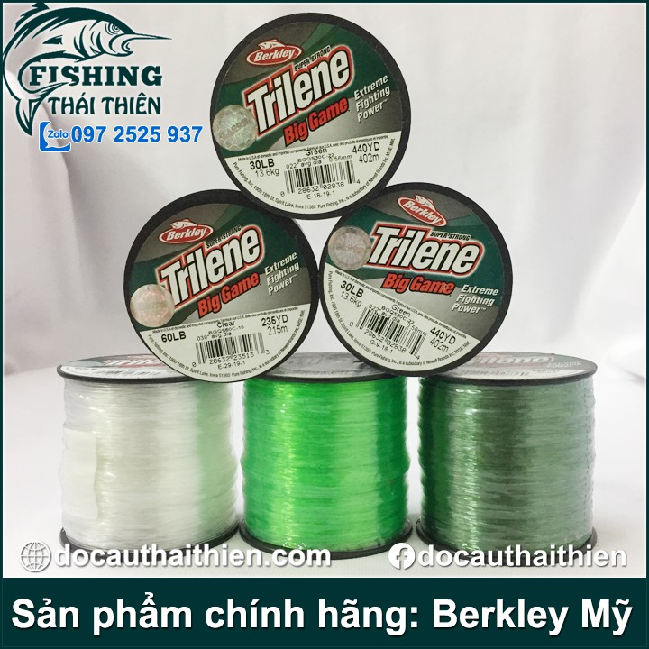 Dây cước câu cá Trilene Big Game sản phẩm chính hãng Berkley Mỹ nhiều màu sắc siêu tải cá