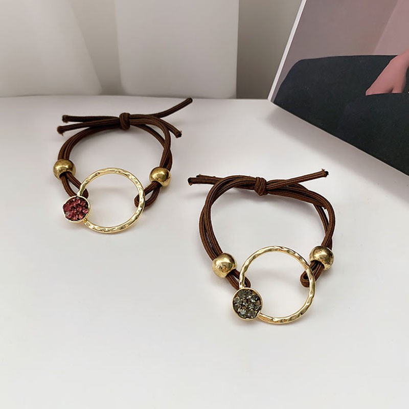 [Mã SKAMCLU8 giảm 10% cho đơn từ 100K] Dây cột tóc mặt kim loại đính đá xinh xắn