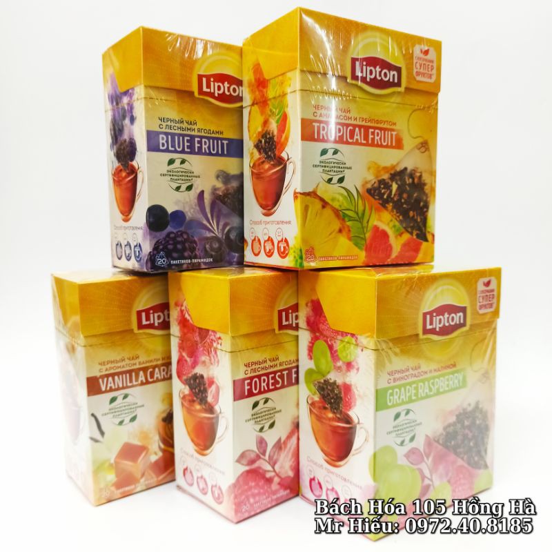 [T10/2022] Trà Lipton Nga hộp 20 túi lọc đủ vị