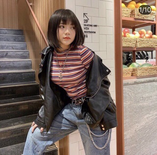 ✅CropTop Sọc Cut Out Tim