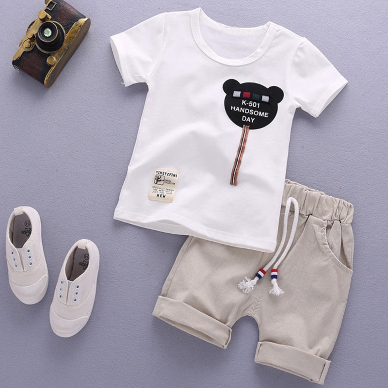 Set áo thun ngắn tay + quần short thời trang cho bé trai