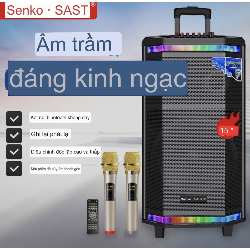LOA KÉO SAST CÔNG SUẤT 600W KÈM MIC KHÔNG DÂY