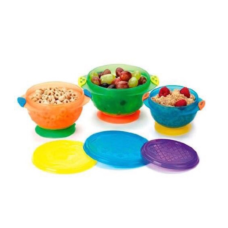Bát chống đổ chống lật có tay cầm nhựa cho bé tập ăn dặm