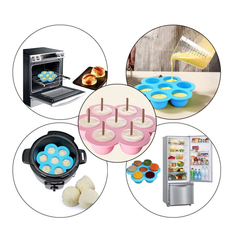Khay silicon 7 lỗ làm kem đa năng có nắp đậy tiện dụng