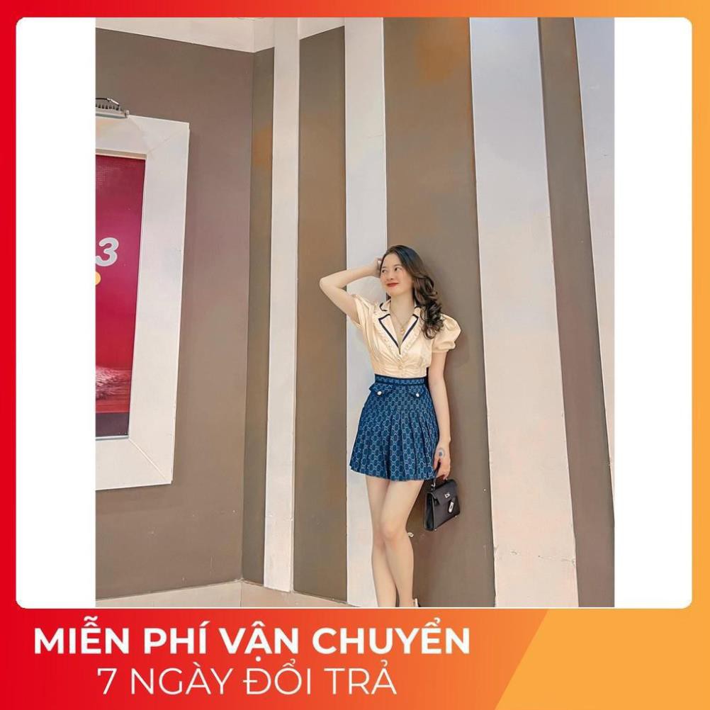 [ 𝐅𝐑𝐄𝐄 𝐒𝐇𝐈𝐏 ] Set Sơ Mi Bèo Tay Bồng Mix Chân Váy Nắp Túi | BigBuy360 - bigbuy360.vn