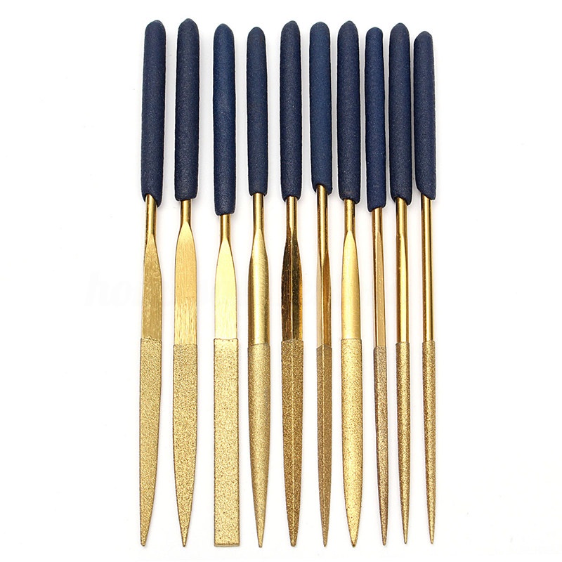 Set 10 bộ mũi mài titan phủ kim cương phẳng dùng làm thủ công kim loại