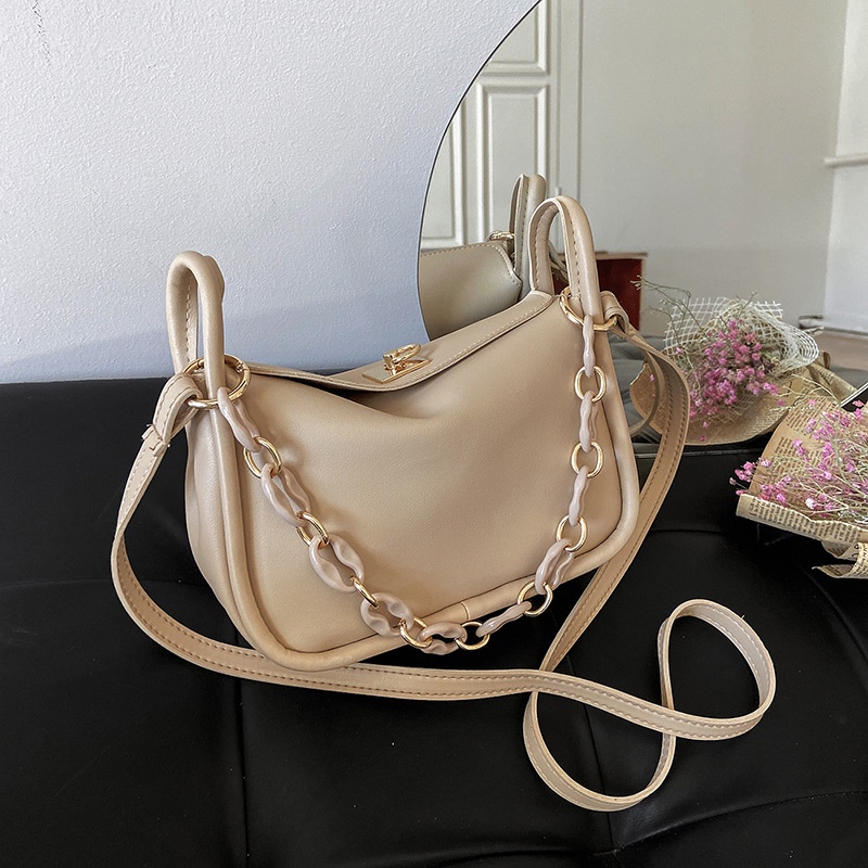 Túi đeo dưới cánh tay Màu Trơn Phối Dây Xích Phong Cách Phương Tây Thời Trang Mùa Hè Cho Nữ 2021
