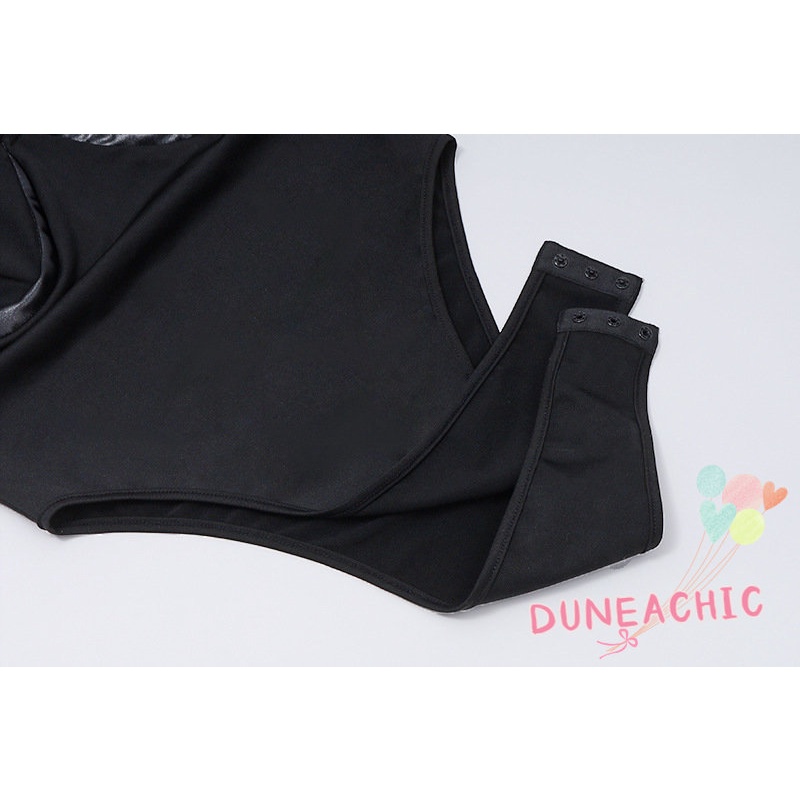 Áo liền quần DUNEA dài tay cổ vuông dáng ôm thời trang dành cho nữ