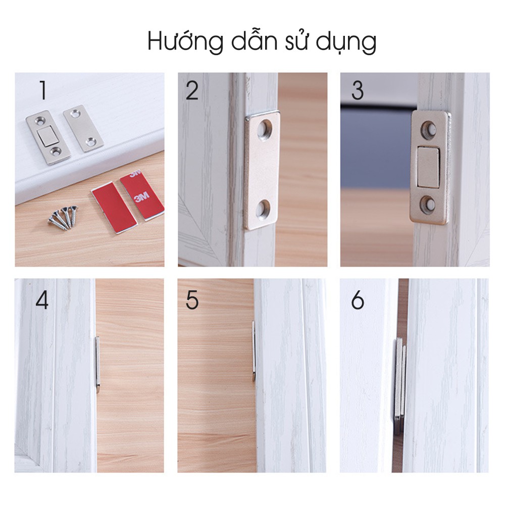 Bộ giữ cửa nam châm siêu chắc dán tủ bắt vít tủ cửa từ tính mạnh mẽ miếng đóng cửa tự động thông minh giá rẻ