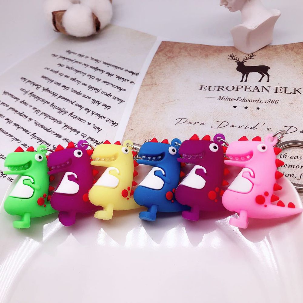 VANES1 Cute Little Dinosaur Keychain Mobile Phone Pendant Dinosaur Keyring Dinosaur Pendant Key Chain Cartoon Dinosaur Soft Rubber 3D Stereo PVC Creativity Key Chains/Multicolor