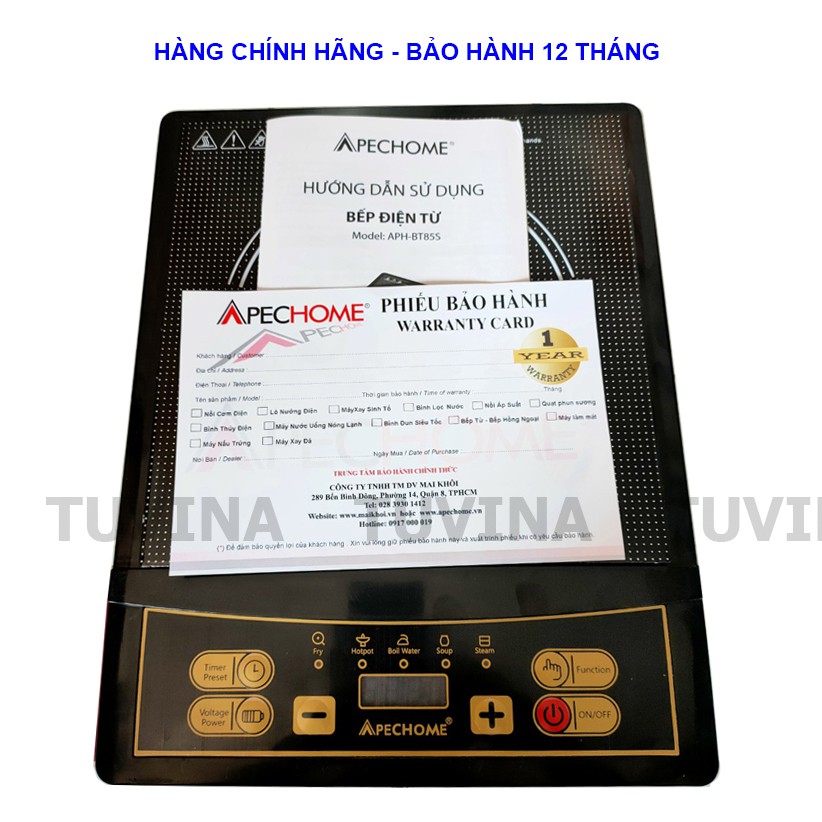Bếp điện từ Apechome APHBT85S Đun Nấu Cực Nhanh -Tặng Kèm Nổi Lẩu Inox - Hàng Chính Hãng