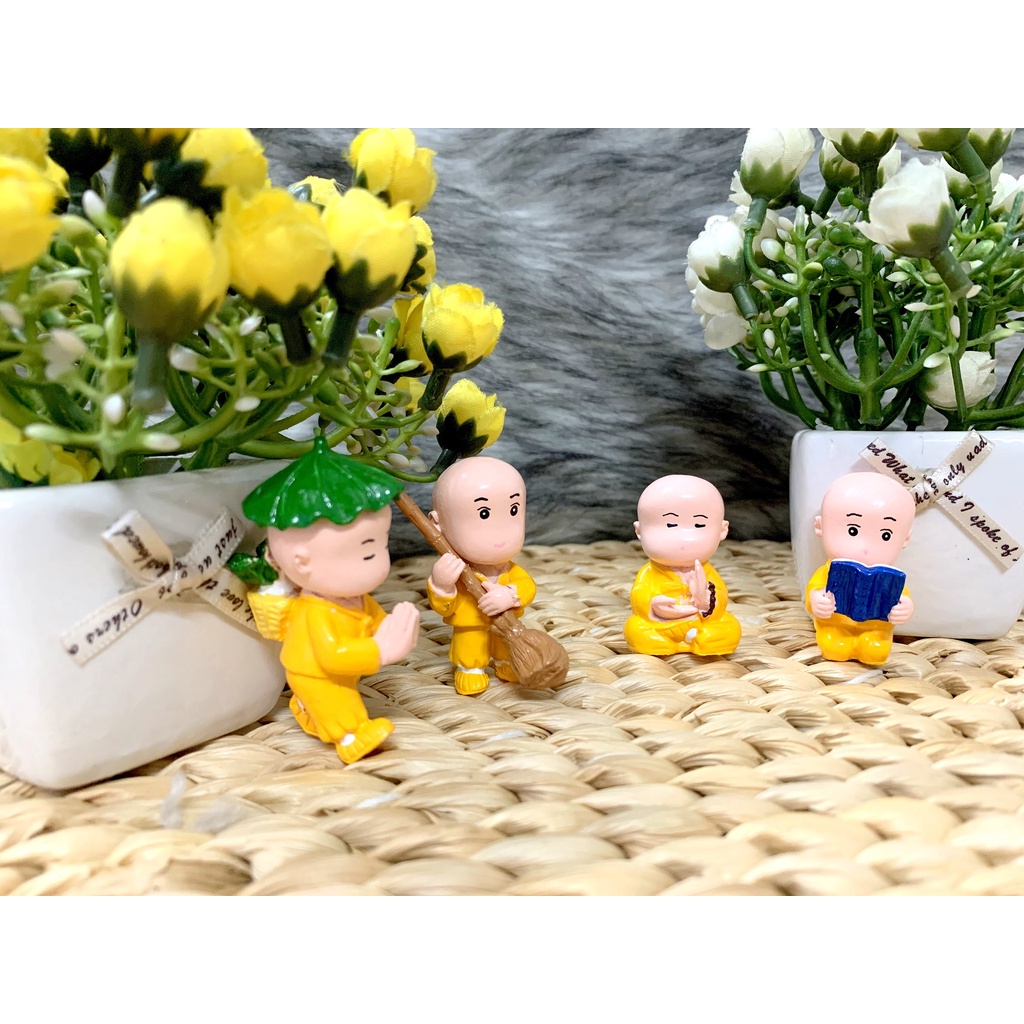 Bộ 4 tượng chú tiểu Tài Lộc Trí Tuệ Từ Bi ( Hình Thật - Video Thật )