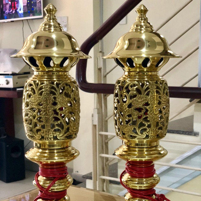Cặp Đèn điện đồng cao 38cm
