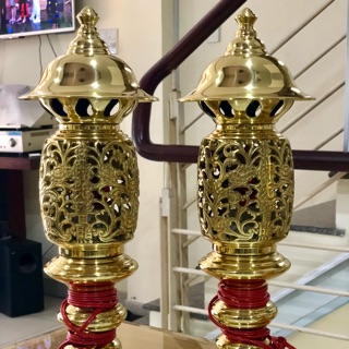 Cặp Đèn điện đồng cao 38cm