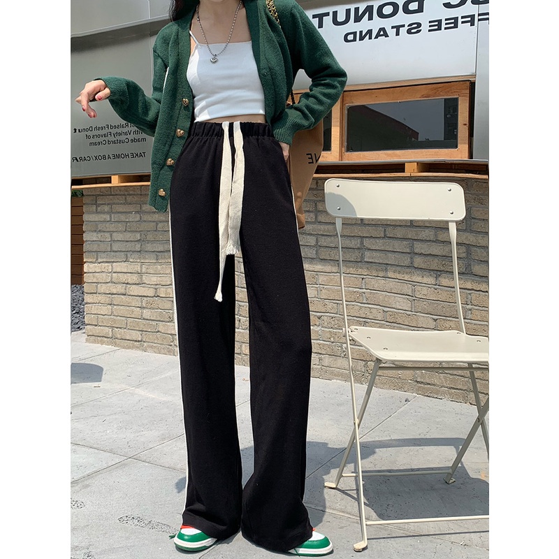 Porozi  Quần dài thể thao  ống rộng phong cách Hàn Quốc