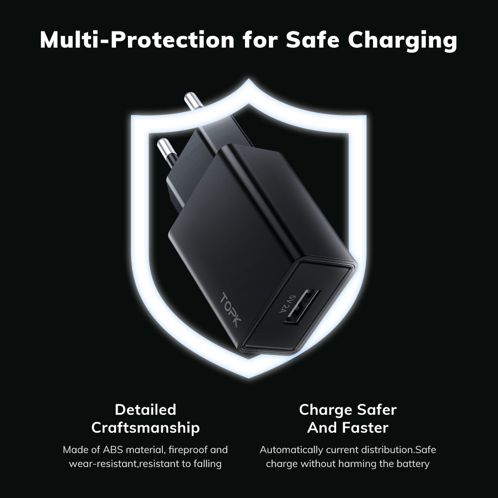 Củ Sạc topk b25 10w usb Chất Lượng Cao Cho samsung xiaomi huawei