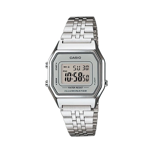 ❀Đồng hồ Nam Nữ Dây thép Casio G-Shock LA680WA-7 đồng hồ điện tử mặt vuông màu bạc