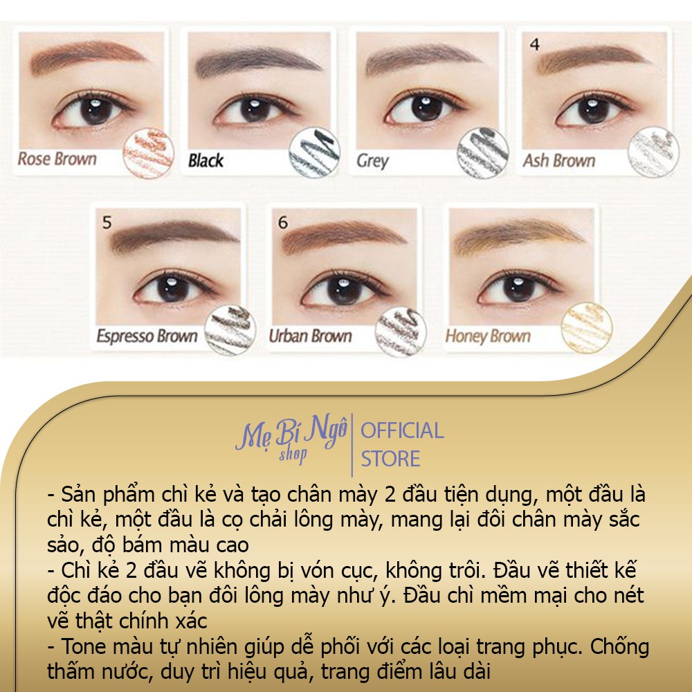 [HÀNG AUTH] CHÌ KẺ MÀY THE FACE SHOP - Chì Kẻ Mày 2 Đầu The Face Shop Designing Eyebrow Pencil