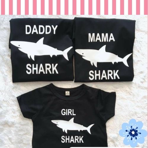Áo gia đình 3/4/5 người, daddy,mama,boy, girl shark màu đen.  Cam kết hàng đẹp. familystore