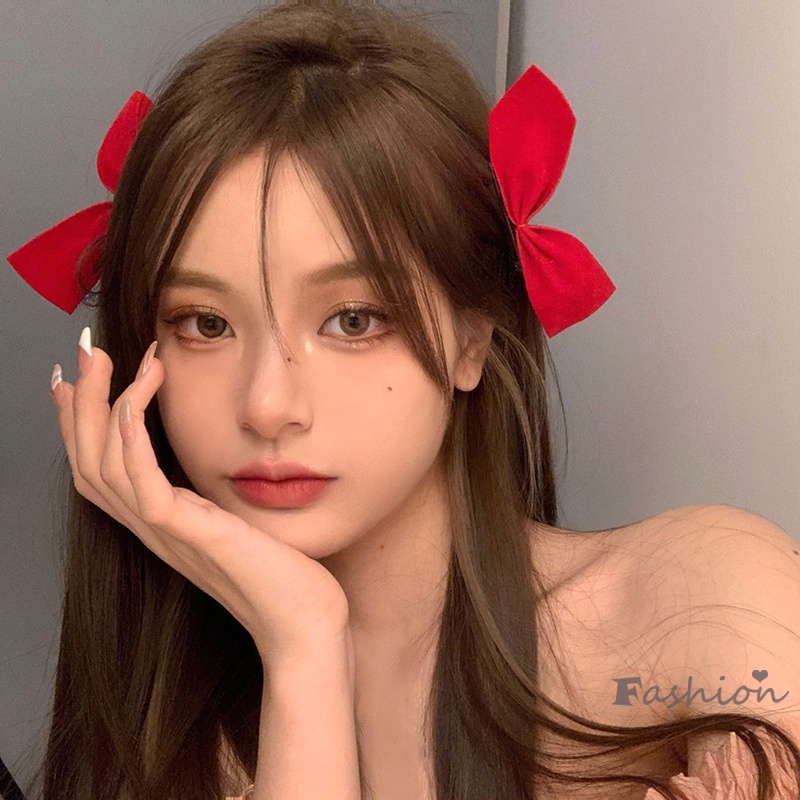 Set 1 Cặp Kẹp Tóc Nơ Bằng Vải Dễ Thương Phong Cách Nhật Hàn Nhật Bản Dễ Thương Cho Nữ