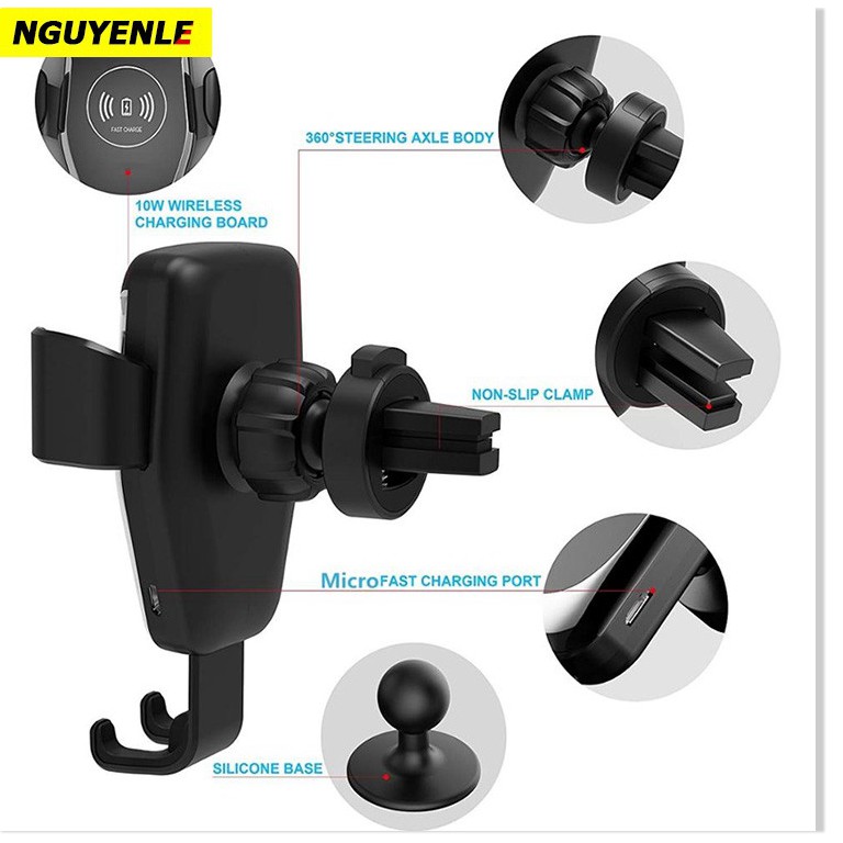 Giá đỡ cho ô tô hỗ trợ sạc nhanh không dây điện thoại 10W