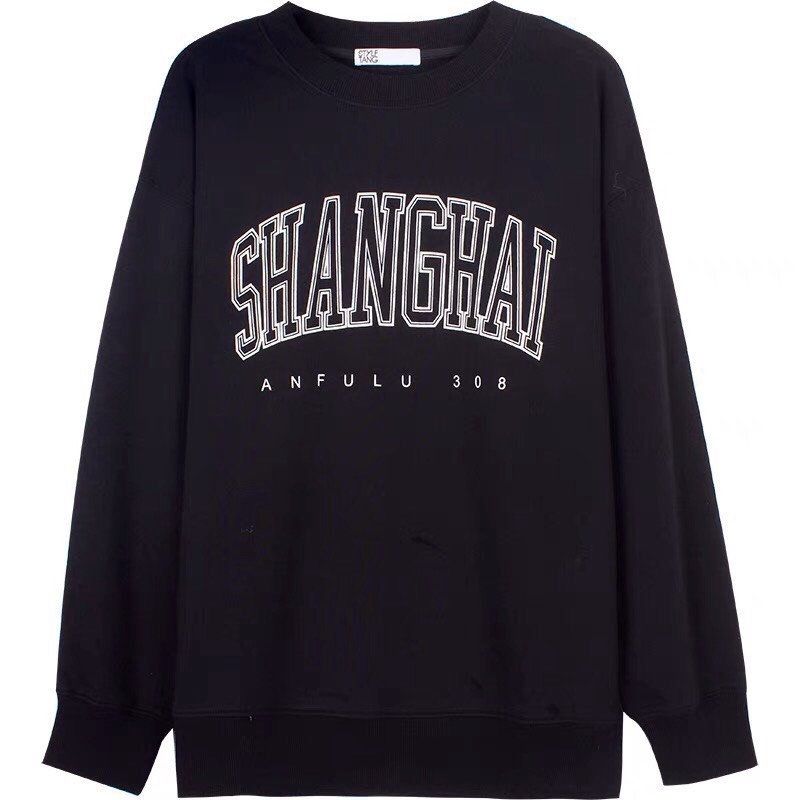 Áo Sweater Shanghai Bo Tăm PEONYB Nữ [FREESHIP]  Nỉ tay bồng form rộng in chữ to có tính Ulzzang