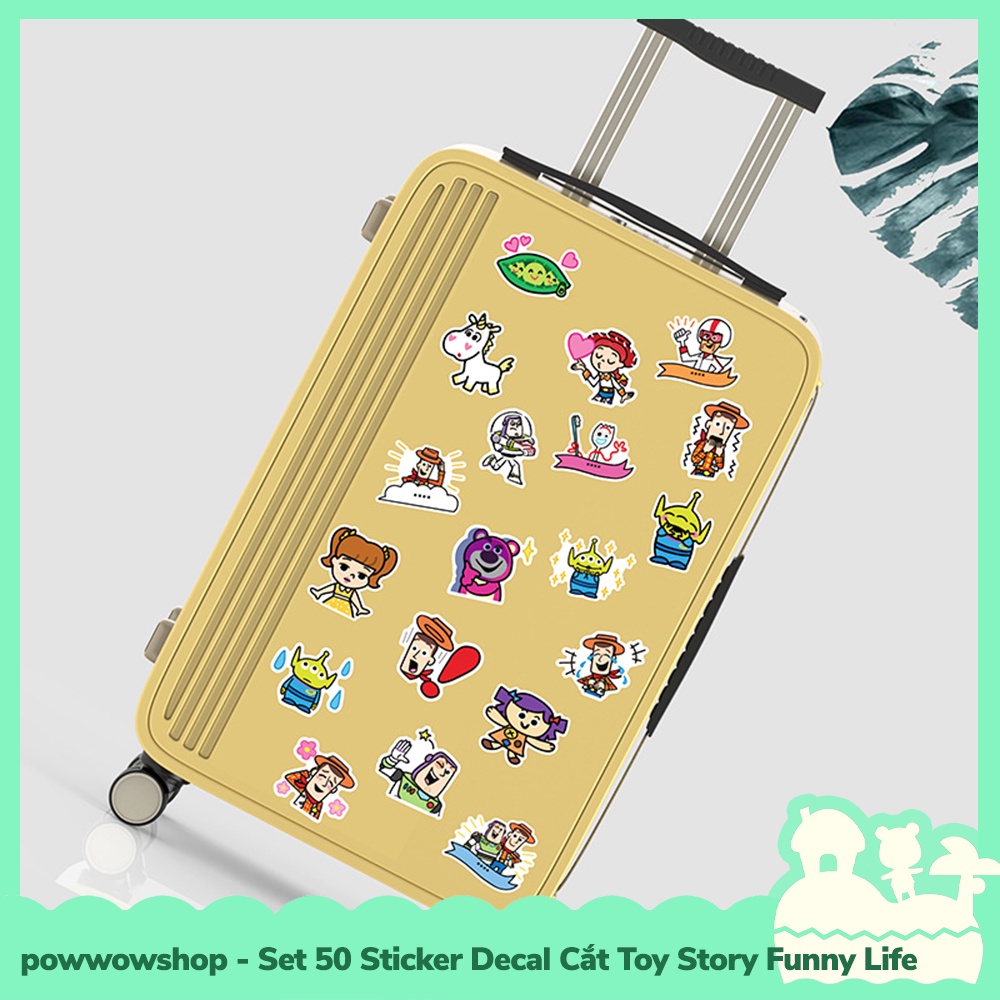 [Sẵn VN - Hỏa Tốc] Set 50 Sticker Mini Decal Dán Trang Trí Vật Dụng Mẫu Câu Truyện Trò Chơi Toy Story Funny Life