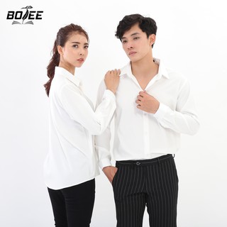 Áo sơ mi trắng đen dài tay form rộng vải lụa mềm phong cách ăn mặc đơn giản | Mr.Tee