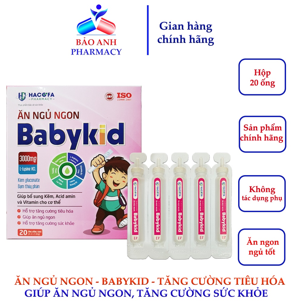 Ăn ngủ ngon Babykid giúp hỗ trợ tăng cường tiêu hóa, giúp ăn ngủ ngon, tăng cường sức khỏe – Hộp 20 ống