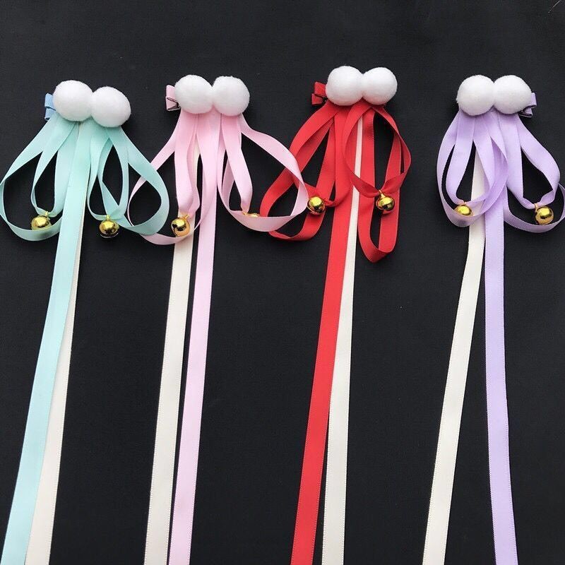 B426 - 2 kẹp tóc nơ cổ trang cosplay ruy băng lụa