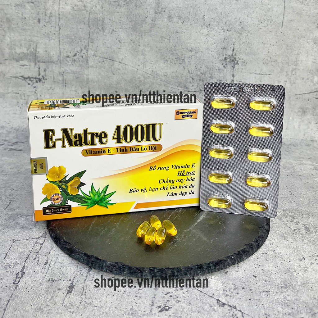 Viên uống  E-Natre 400IU bổ sung Vitamin E, hỗ trợ đẹp da, giúp da trắng sáng, mịn màng - hộp 30 viên | WebRaoVat - webraovat.net.vn