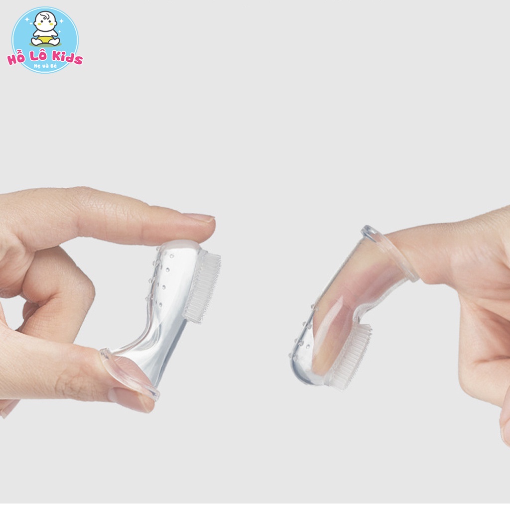Rơ lưỡi silicon xỏ ngón, tưa lưỡi đánh răng cho bé có hộp đựng vệ sinh Hồ Lô Kids