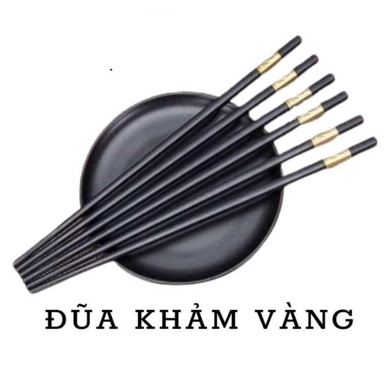 Bộ 10 Đôi Đũa Mạ Vàng Korean Design Cao Cấp Chịu Nhiệt Chống Trơn Cực Tốt, Bộ 10 Đôi Đũa Mạ Vàng Chống Mốc Sang Trọng