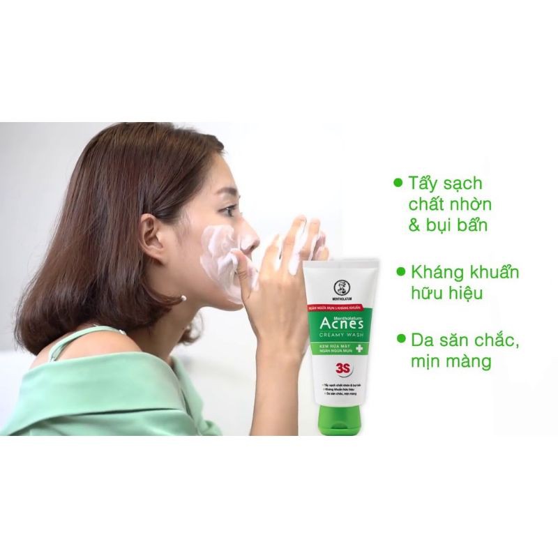 Sữa Rửa Mặt ACNES Xanh 3S Ngăn Ngừa Mụn, Kháng Khuẩn 100g