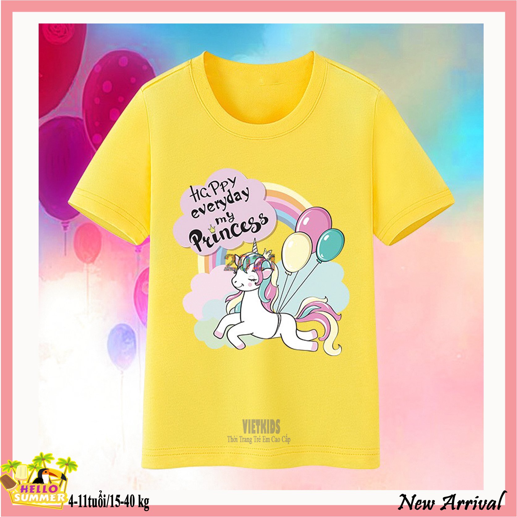 [4-11 tuổi/ cotton 100%] Áo Thun bé gái/ Áo Phông ngắn tay cho bé gái hình cầu vồng, unicorn... size lớn [LINK2]