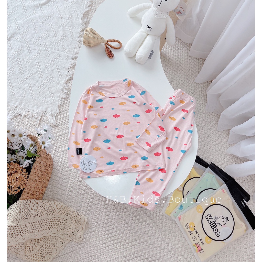 Bộ thun lạnh dài tay mềm mại in hình dễ thương cho bé trai và gái