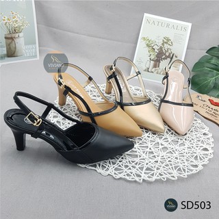 Giày sandal cao gót công sở bít mũi quai cài 5cm - viviano sd503