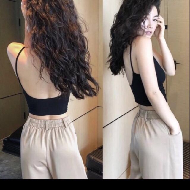 bra khoét lưng sâu, dáng dài croptop